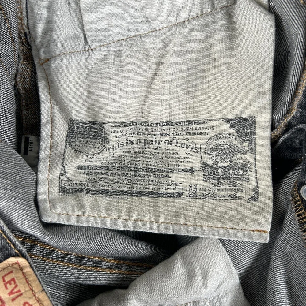 Levis 501XX Jeans Mens 31x30 Charcoal Gray Denim Straight Button Fly Irregular
